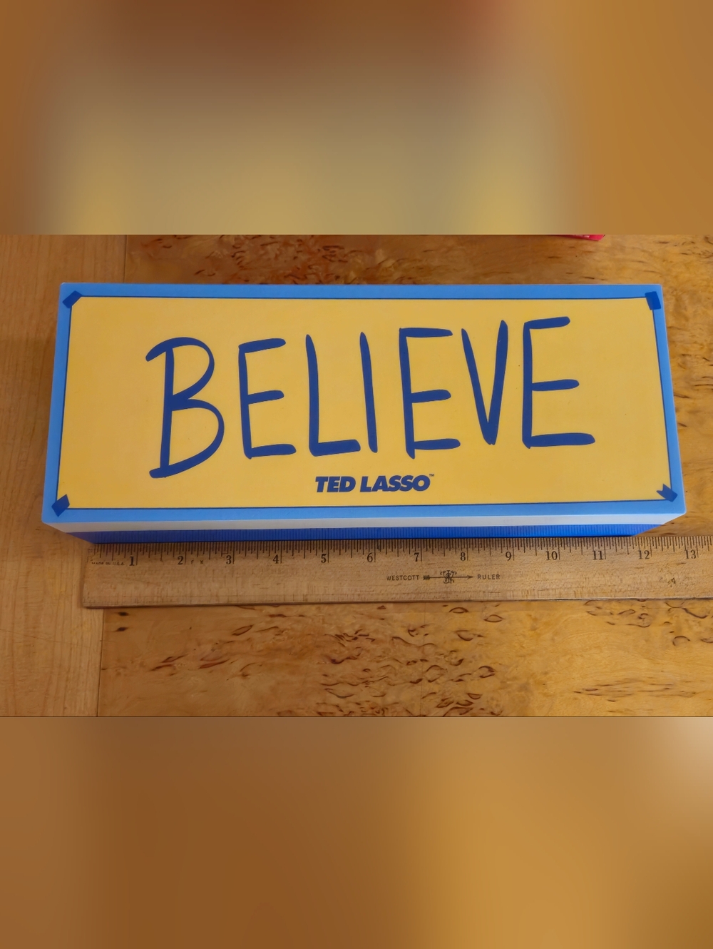 TED LASSO "BELIEVE" Yellow & Blue Box Light